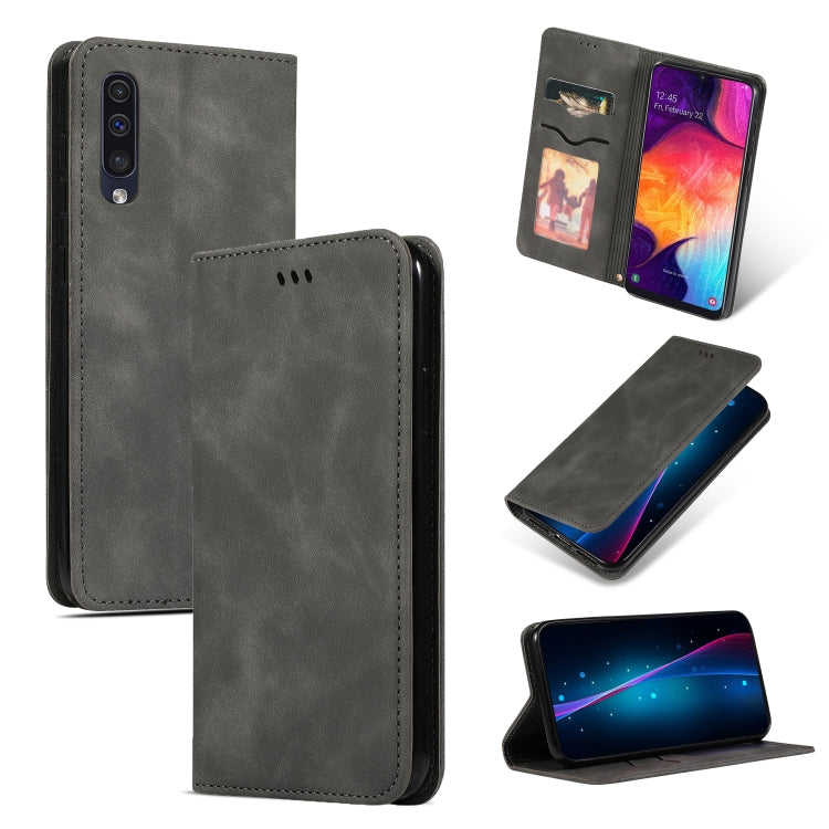Retro Skin Feel Business Magnetic Horizontal Flip Leather Case for Galaxy A50/A30S/A505/A50S