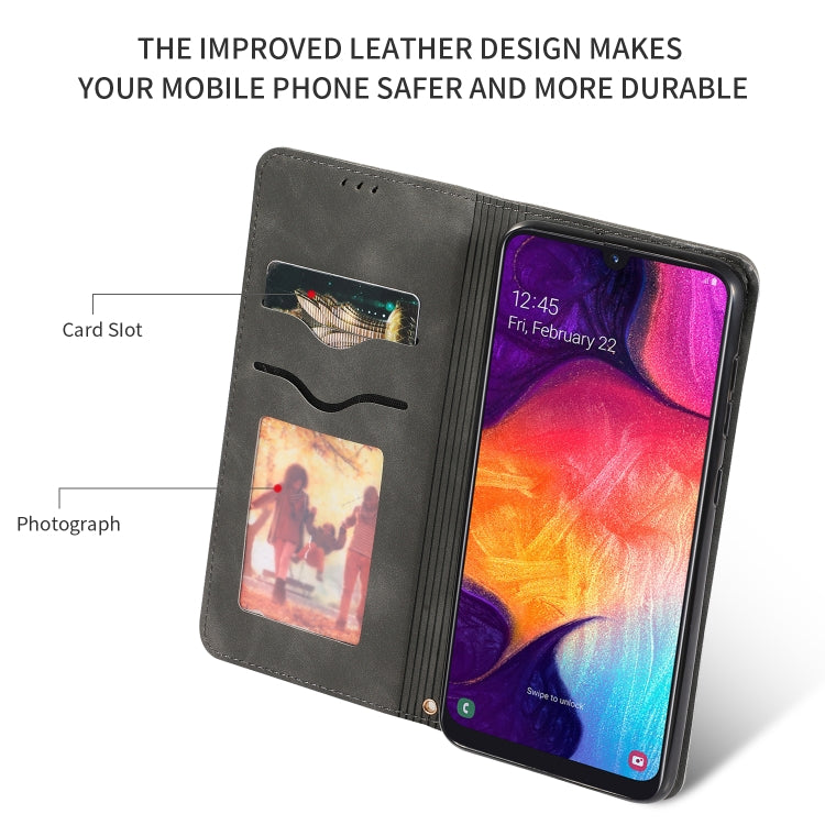 Retro Skin Feel Business Magnetic Horizontal Flip Leather Case for Galaxy A50/A30S/A505/A50S