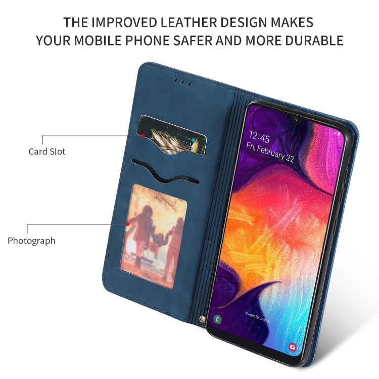 Retro Skin Feel Business Magnetic Horizontal Flip Leather Case for Galaxy A50/A30S/A505/A50S