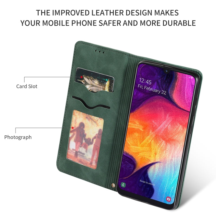 Retro Skin Feel Business Magnetic Horizontal Flip Leather Case for Galaxy A50/A30S/A505/A50S