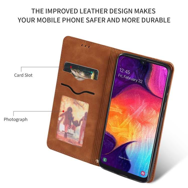 Retro Skin Feel Business Magnetic Horizontal Flip Leather Case for Galaxy A50/A30S/A505/A50S