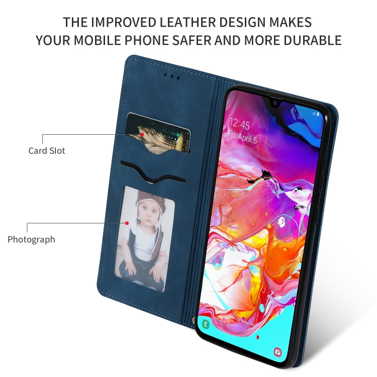 Retro Skin Feel Business Magnetic Horizontal Flip Leather Case for Samsung Galaxy A70