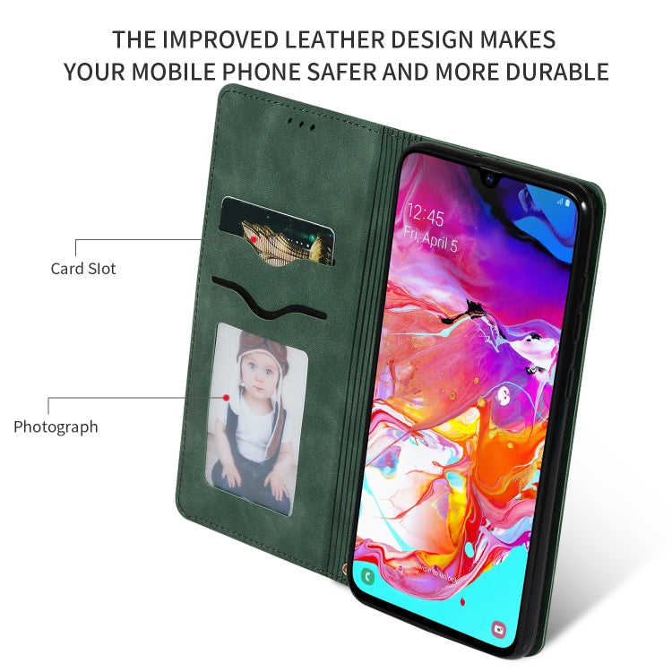 Retro Skin Feel Business Magnetic Horizontal Flip Leather Case for Samsung Galaxy A70