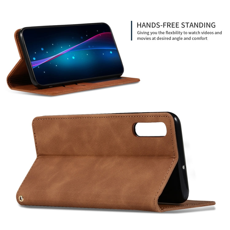 Retro Skin Feel Business Magnetic Horizontal Flip Leather Case for Samsung Galaxy A70