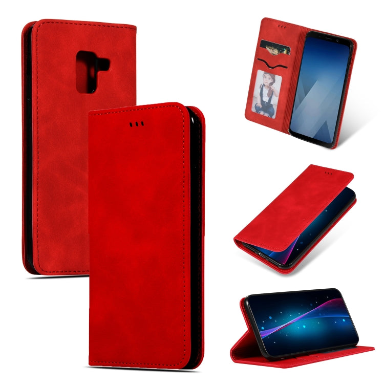 Retro Skin Feel Business Magnetic Horizontal Flip Leather Case for Samsung Galaxy A8 2018