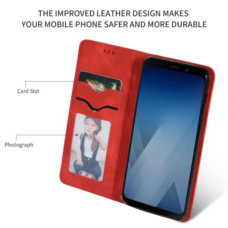 Retro Skin Feel Business Magnetic Horizontal Flip Leather Case for Samsung Galaxy A8 2018