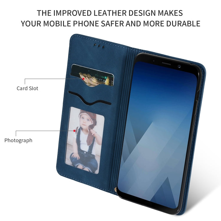 Retro Skin Feel Business Magnetic Horizontal Flip Leather Case for Samsung Galaxy A8 2018