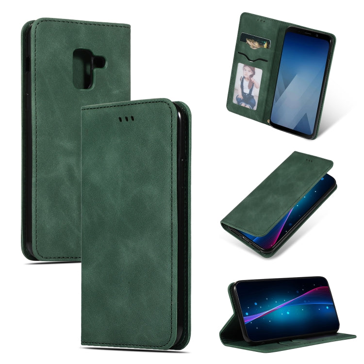 Retro Skin Feel Business Magnetic Horizontal Flip Leather Case for Samsung Galaxy A8 2018