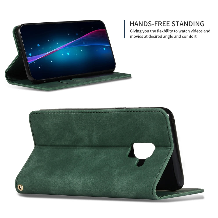 Retro Skin Feel Business Magnetic Horizontal Flip Leather Case for Samsung Galaxy A8 2018