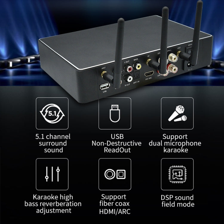 WA90pro Bluetooth U disk Karaoke digital HiFi Power Amplifier Lossless Music Player Support 300W High Power