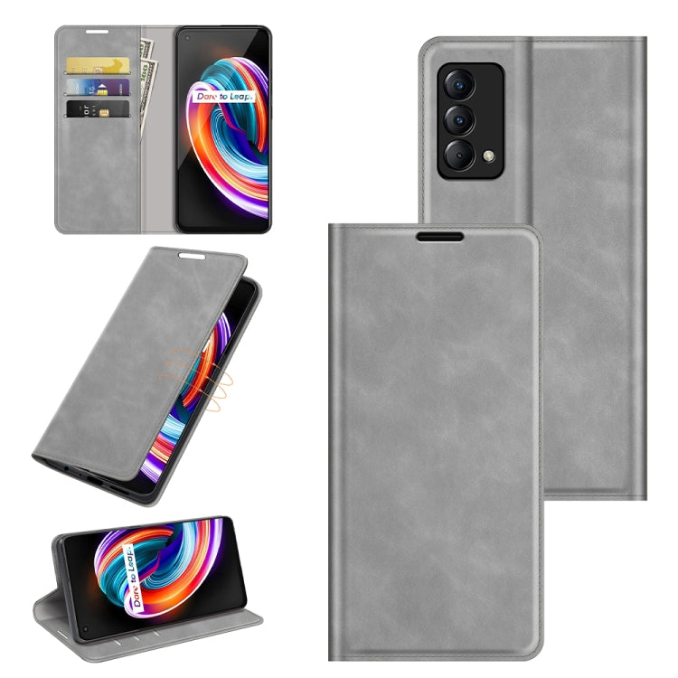 For OPPO Realme Q3 Pro Carnival Retro-skin Business Magnetic Suction Leather Case with Holder & Card Slots & Wallet