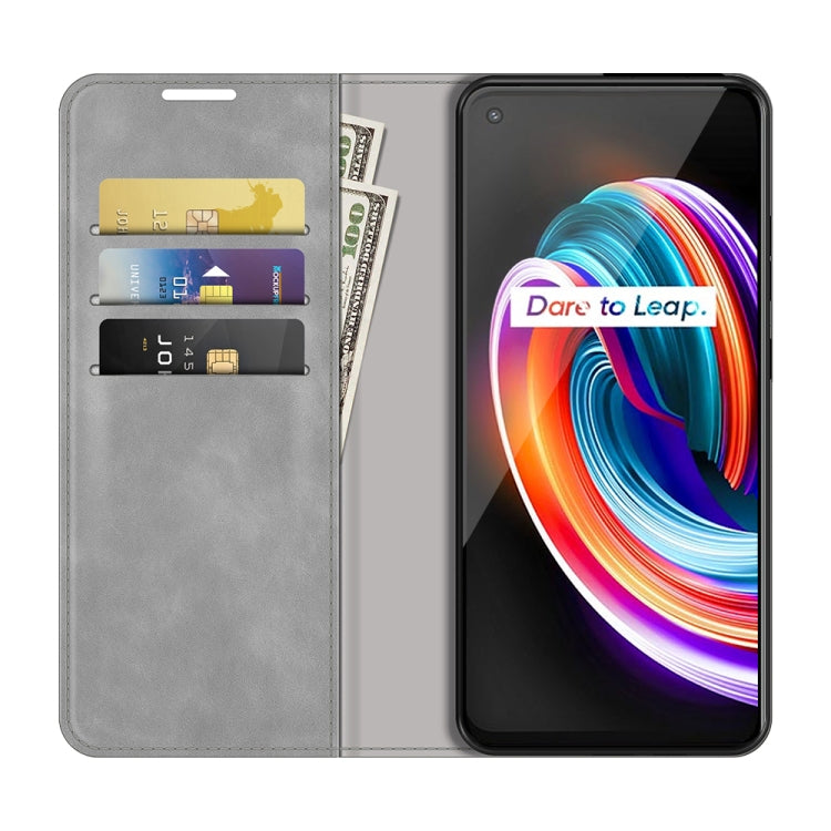 For OPPO Realme Q3 Pro Carnival Retro-skin Business Magnetic Suction Leather Case with Holder & Card Slots & Wallet