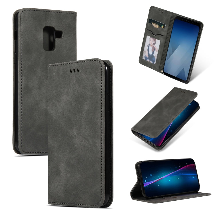 Retro Skin Feel Business Magnetic Horizontal Flip Leather Case for Samsung Galaxy A8 Plus 201