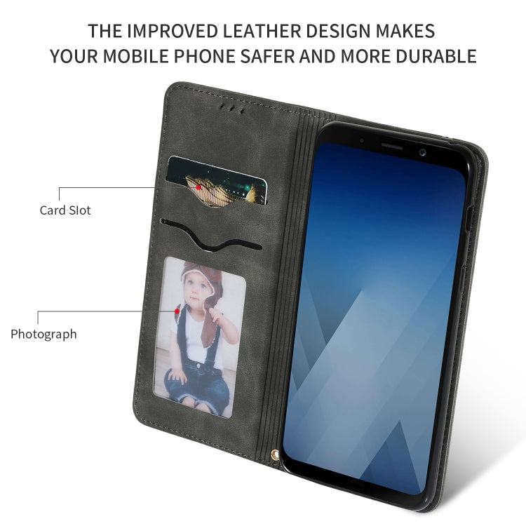 Retro Skin Feel Business Magnetic Horizontal Flip Leather Case for Samsung Galaxy A8 Plus 201