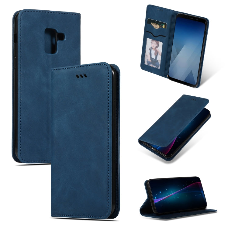 Retro Skin Feel Business Magnetic Horizontal Flip Leather Case for Samsung Galaxy A8 Plus 201