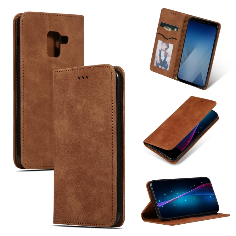 Retro Skin Feel Business Magnetic Horizontal Flip Leather Case for Samsung Galaxy A8 Plus 201