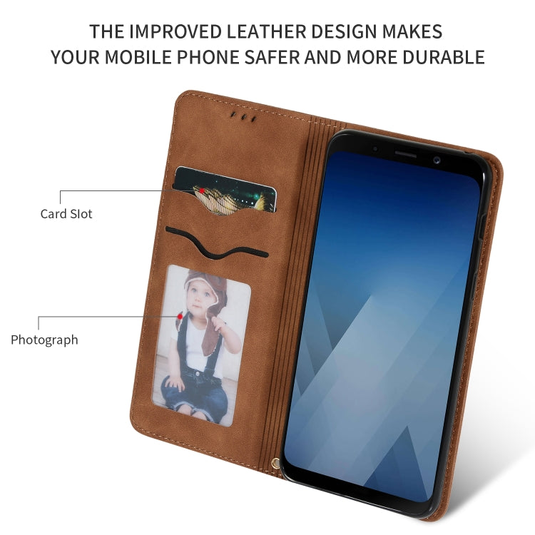 Retro Skin Feel Business Magnetic Horizontal Flip Leather Case for Samsung Galaxy A8 Plus 201