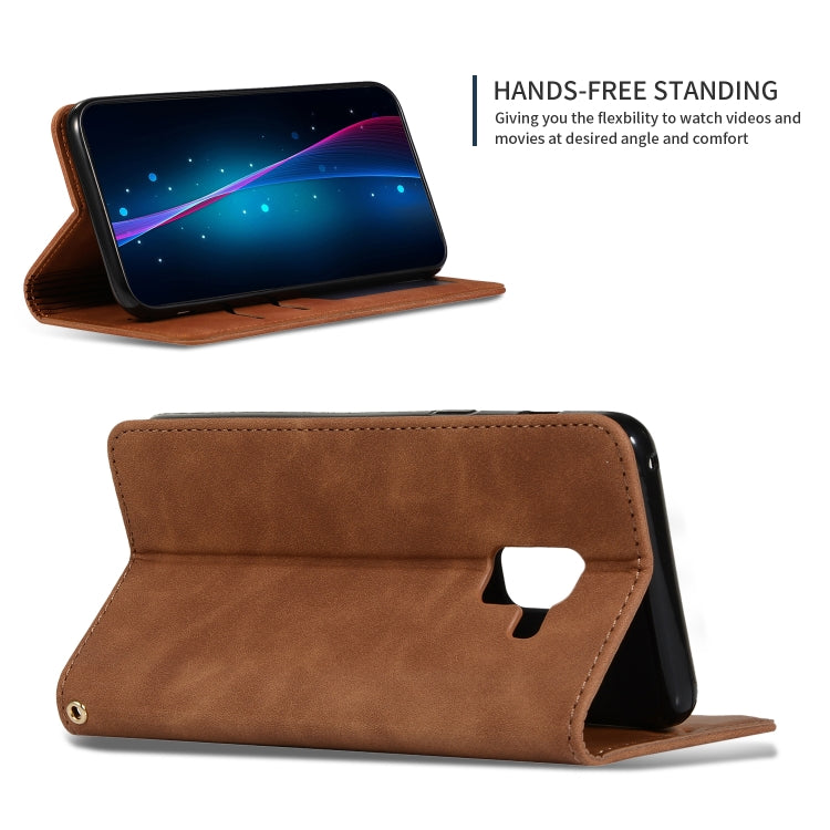 Retro Skin Feel Business Magnetic Horizontal Flip Leather Case for Samsung Galaxy A8 Plus 201