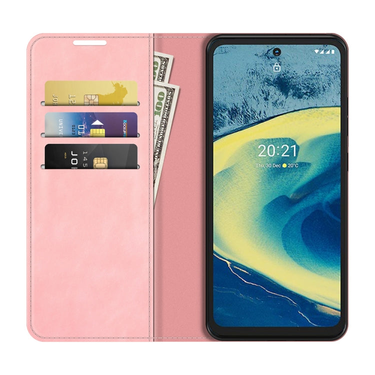For Nokia XR20 Retro-skin Business Magnetic Suction Leather Case with Holder & Card Slots & Wallet