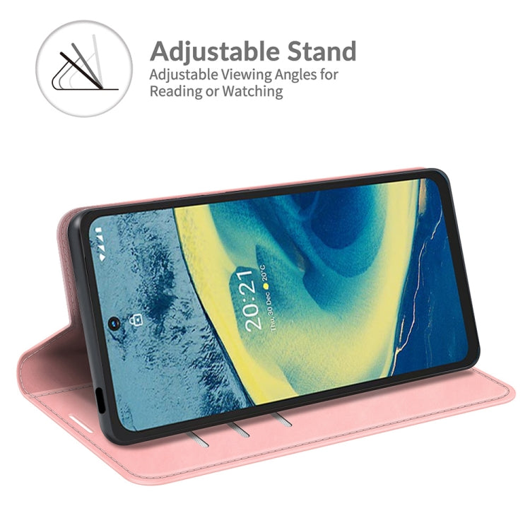 For Nokia XR20 Retro-skin Business Magnetic Suction Leather Case with Holder & Card Slots & Wallet