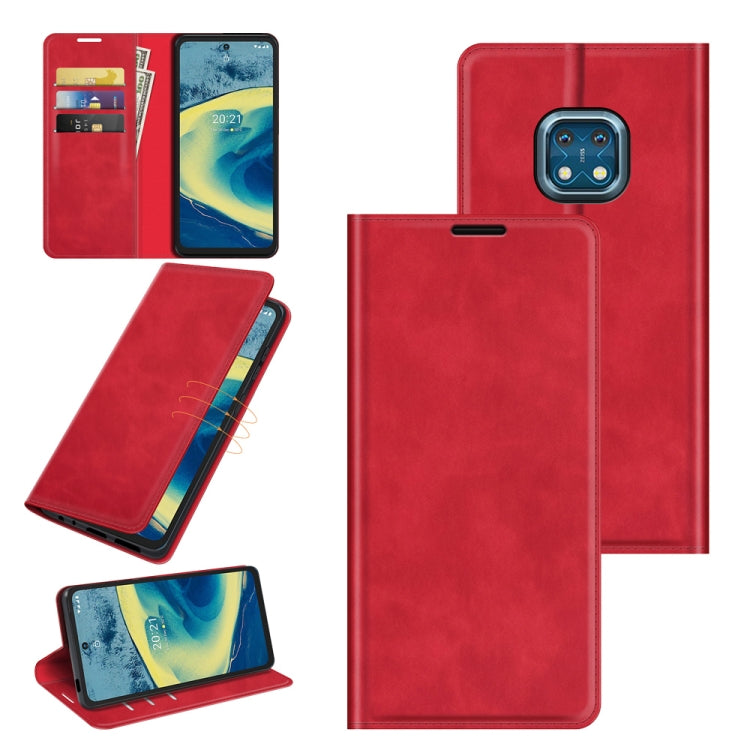 For Nokia XR20 Retro-skin Business Magnetic Suction Leather Case with Holder & Card Slots & Wallet
