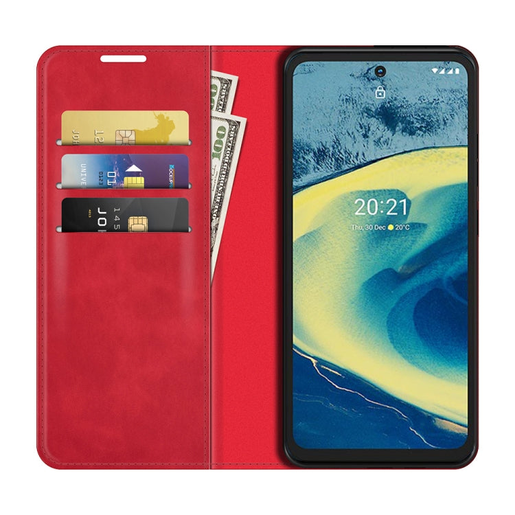 For Nokia XR20 Retro-skin Business Magnetic Suction Leather Case with Holder & Card Slots & Wallet