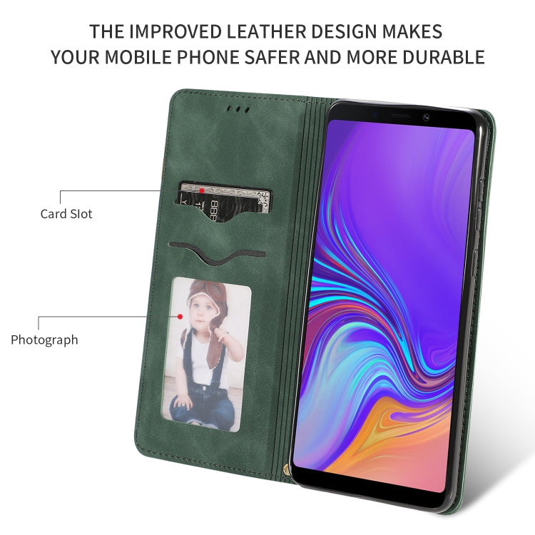 Retro Skin Feel Business Magnetic Horizontal Flip Leather Case for Samsung Galaxy A9 2018