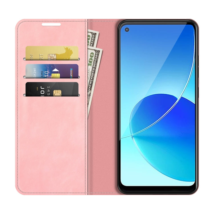 For OPPO Reno6 ZRetro-skin Business Magnetic Suction Leather Case with Holder & Card Slots & Wallet