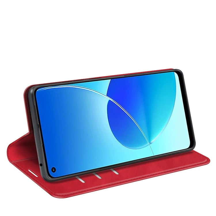 For OPPO Reno6 ZRetro-skin Business Magnetic Suction Leather Case with Holder & Card Slots & Wallet