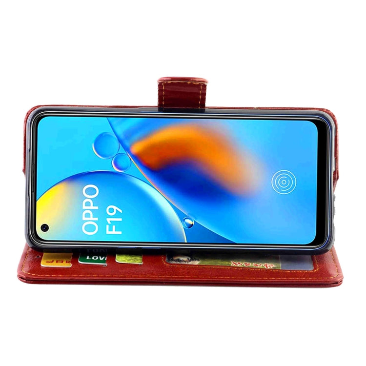 For OPPO F19/A74(4G) Crazy Horse Texture Leather Horizontal Flip Protective Case with Holder & Card Slots & Wallet & Photo Frame