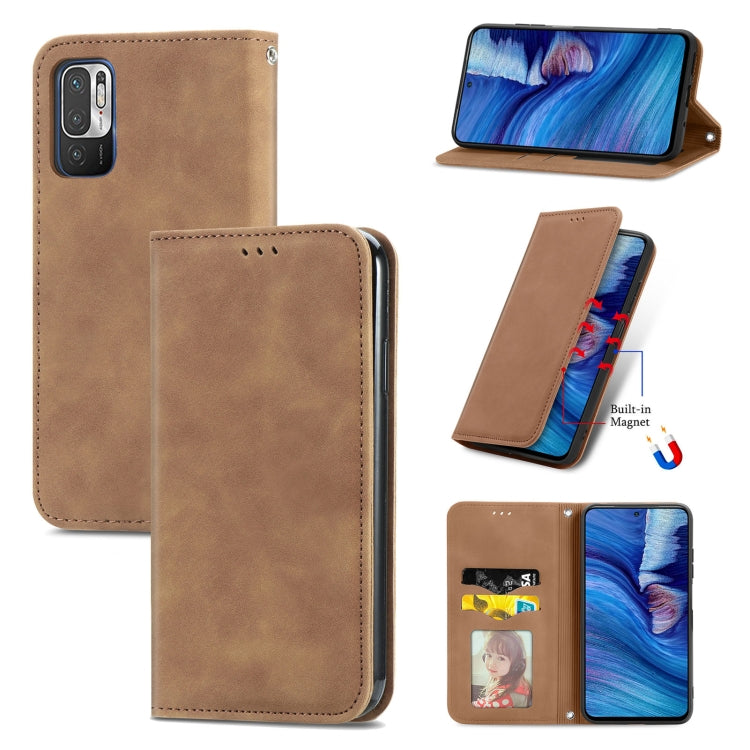 For Xiaomi Redmi Note 10 JE Retro Skin Feel Business Magnetic Horizontal Flip Leather Case with Holder & Card Slots & Wallet & Photo Frame