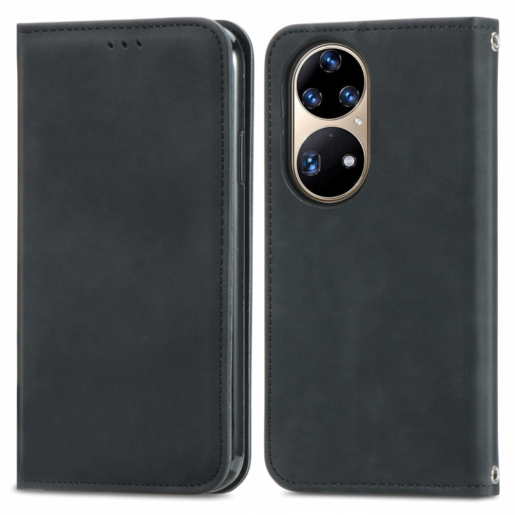 For Huawei P50 Pro Retro Skin Feel Business Magnetic Horizontal Flip Leather Case with Holder & Card Slots & Wallet & Photo Frame