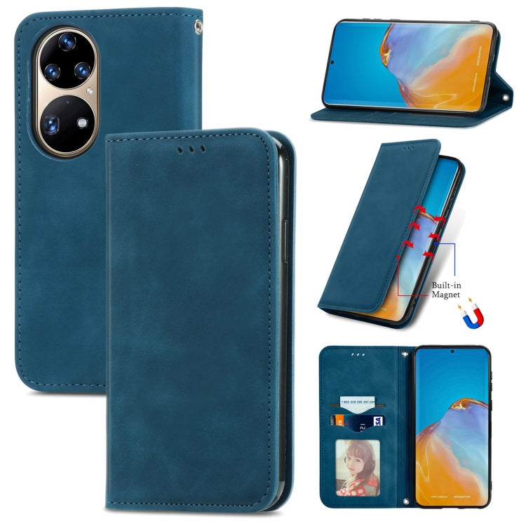 For Huawei P50 Pro Retro Skin Feel Business Magnetic Horizontal Flip Leather Case with Holder & Card Slots & Wallet & Photo Frame