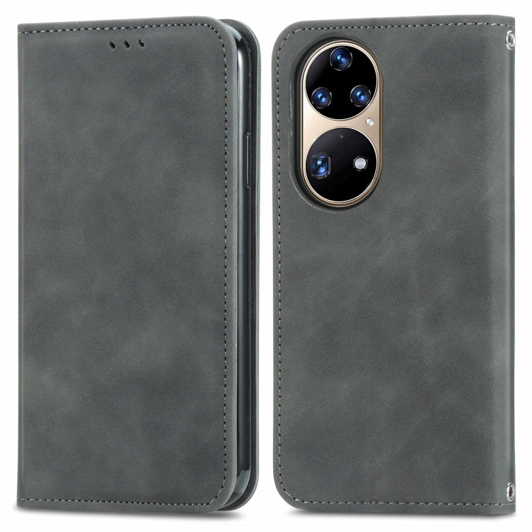 For Huawei P50 Pro Retro Skin Feel Business Magnetic Horizontal Flip Leather Case with Holder & Card Slots & Wallet & Photo Frame