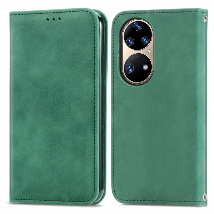For Huawei P50 Pro Retro Skin Feel Business Magnetic Horizontal Flip Leather Case with Holder & Card Slots & Wallet & Photo Frame