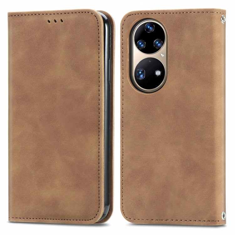 For Huawei P50 Pro Retro Skin Feel Business Magnetic Horizontal Flip Leather Case with Holder & Card Slots & Wallet & Photo Frame