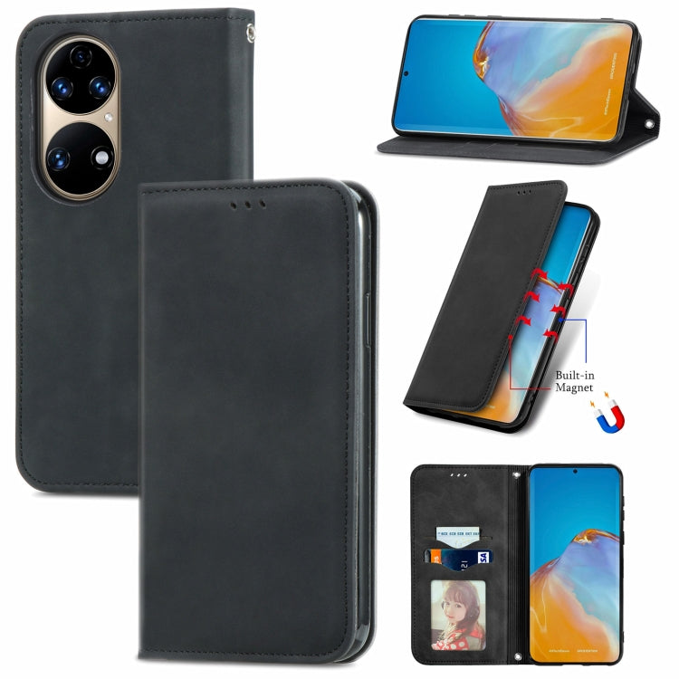 For Huawei P50 Retro Skin Feel Business Magnetic Horizontal Flip Leather Case with Holder & Card Slots & Wallet & Photo Frame