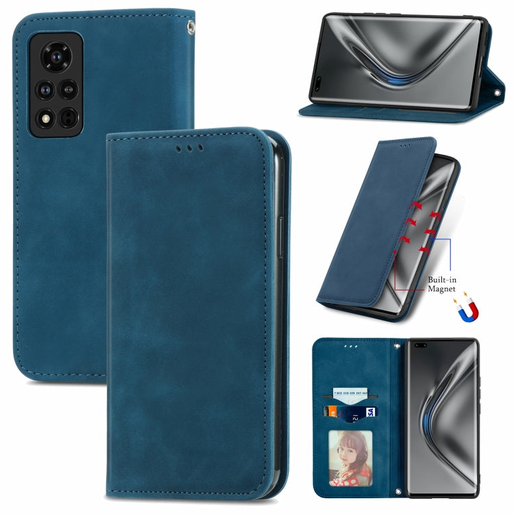 For Honor V40 5G Retro Skin Feel Business Magnetic Horizontal Flip Leather Case with Holder & Card Slots & Wallet & Photo Frame