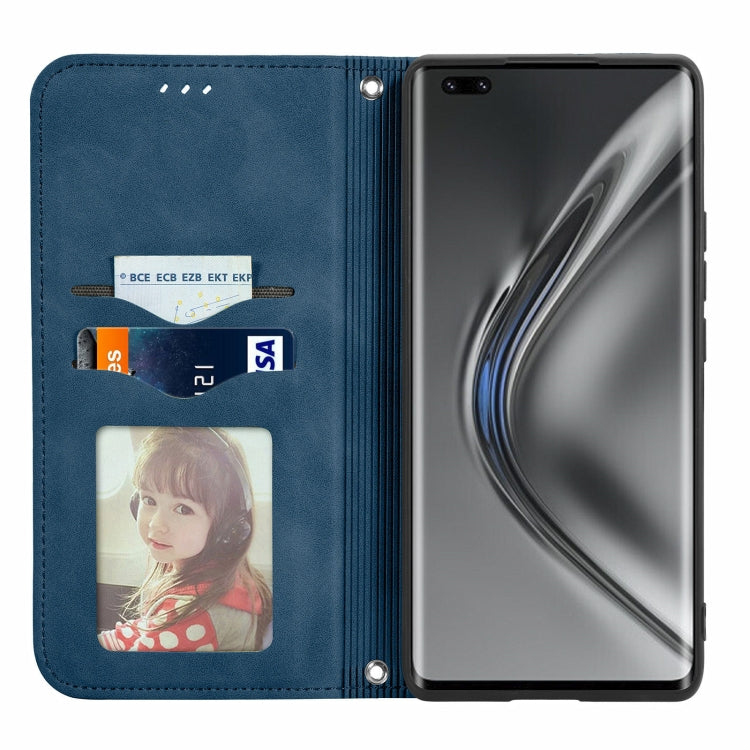 For Honor V40 5G Retro Skin Feel Business Magnetic Horizontal Flip Leather Case with Holder & Card Slots & Wallet & Photo Frame