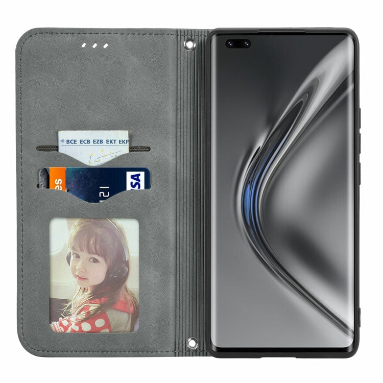 For Honor V40 5G Retro Skin Feel Business Magnetic Horizontal Flip Leather Case with Holder & Card Slots & Wallet & Photo Frame