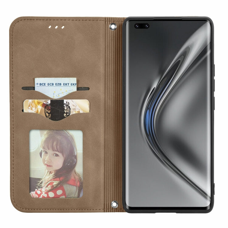 For Honor V40 5G Retro Skin Feel Business Magnetic Horizontal Flip Leather Case with Holder & Card Slots & Wallet & Photo Frame