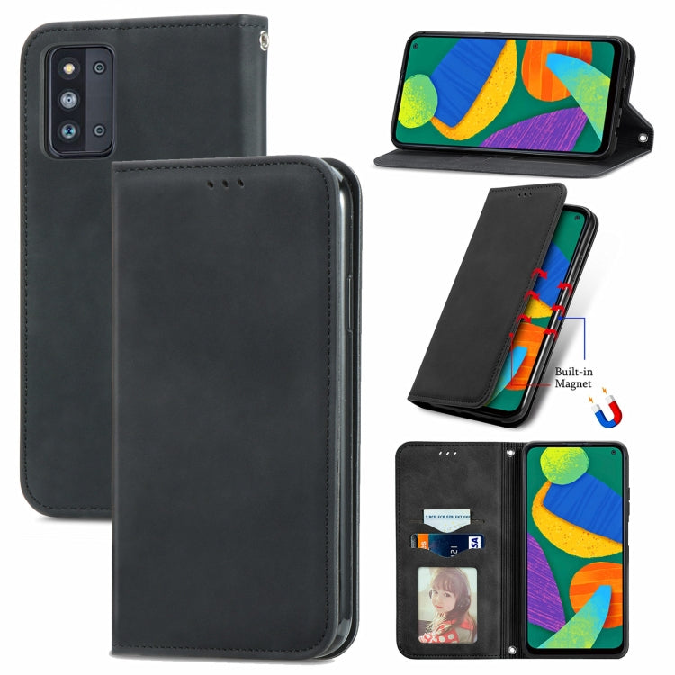 For Samsung Galaxy F52 Retro Skin Feel Business Magnetic Horizontal Flip Leather Case with Holder & Card Slots & Wallet & Photo Frame