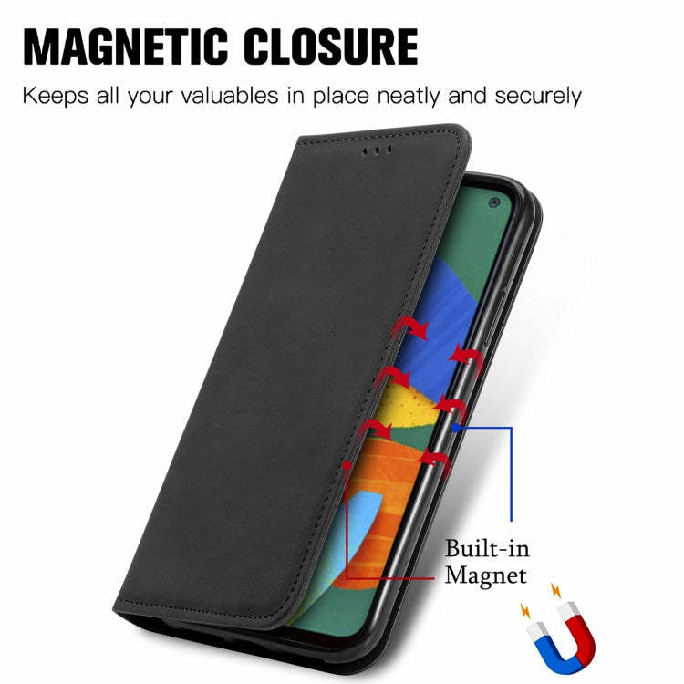 For Samsung Galaxy F52 Retro Skin Feel Business Magnetic Horizontal Flip Leather Case with Holder & Card Slots & Wallet & Photo Frame