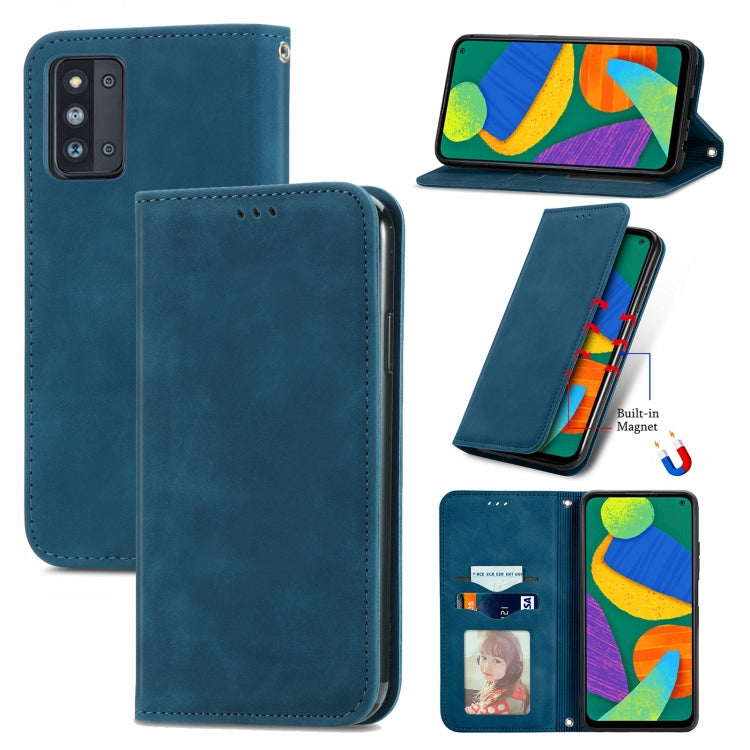 For Samsung Galaxy F52 Retro Skin Feel Business Magnetic Horizontal Flip Leather Case with Holder & Card Slots & Wallet & Photo Frame
