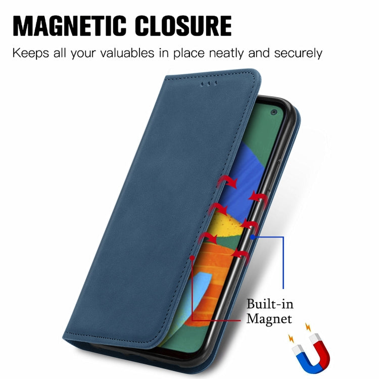 For Samsung Galaxy F52 Retro Skin Feel Business Magnetic Horizontal Flip Leather Case with Holder & Card Slots & Wallet & Photo Frame