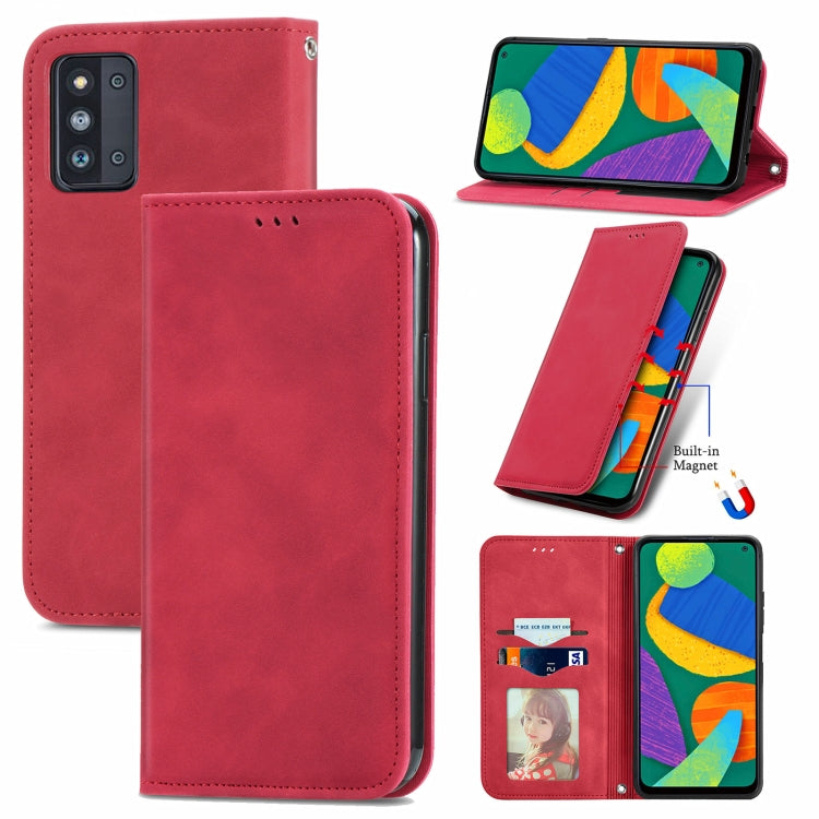 For Samsung Galaxy F52 Retro Skin Feel Business Magnetic Horizontal Flip Leather Case with Holder & Card Slots & Wallet & Photo Frame