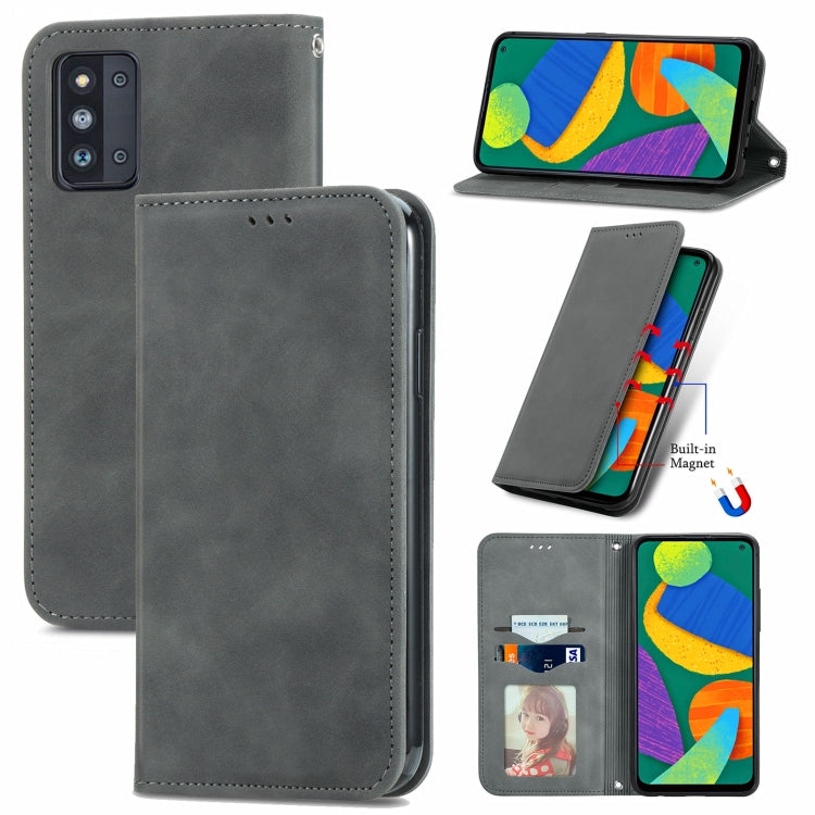 For Samsung Galaxy F52 Retro Skin Feel Business Magnetic Horizontal Flip Leather Case with Holder & Card Slots & Wallet & Photo Frame