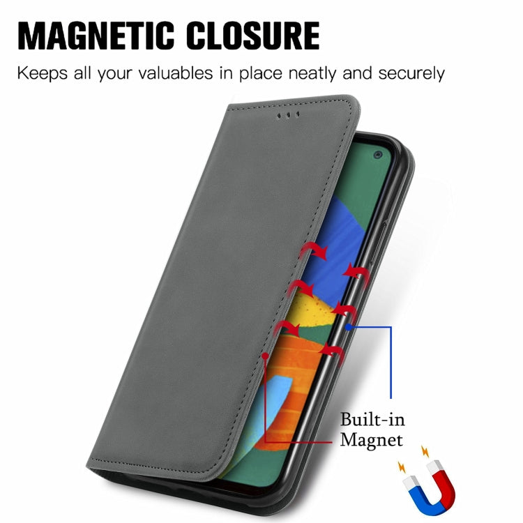 For Samsung Galaxy F52 Retro Skin Feel Business Magnetic Horizontal Flip Leather Case with Holder & Card Slots & Wallet & Photo Frame