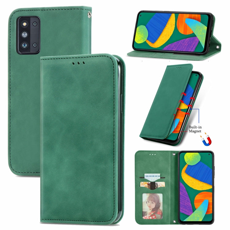 For Samsung Galaxy F52 Retro Skin Feel Business Magnetic Horizontal Flip Leather Case with Holder & Card Slots & Wallet & Photo Frame