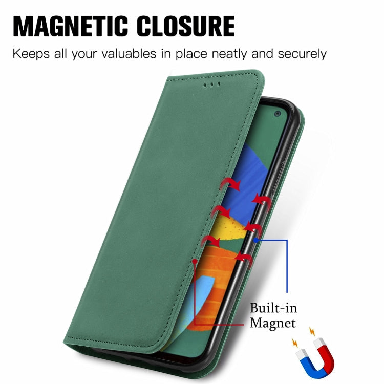 For Samsung Galaxy F52 Retro Skin Feel Business Magnetic Horizontal Flip Leather Case with Holder & Card Slots & Wallet & Photo Frame